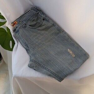 FUSAI Embroidered Straight Leg Light Wash 90s/ Y2k Hip Hop Jeans  - 36" x 30"